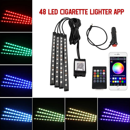 LED Car Interior RGB Lights with USB & Wireless Control