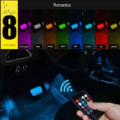 LED Car Interior RGB Lights with USB & Wireless Control